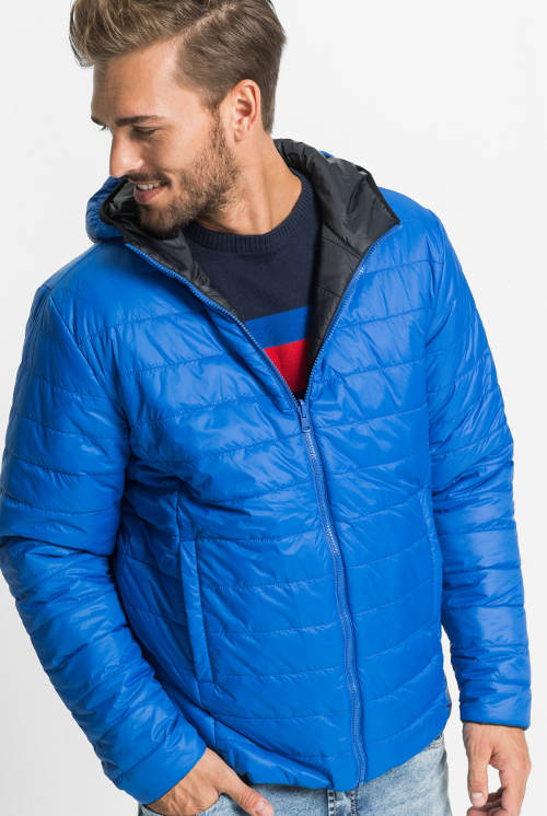 Modrá oboustranná zimní bunda