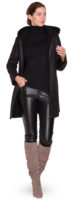 Dámský černý kožený zimní kabát Kara