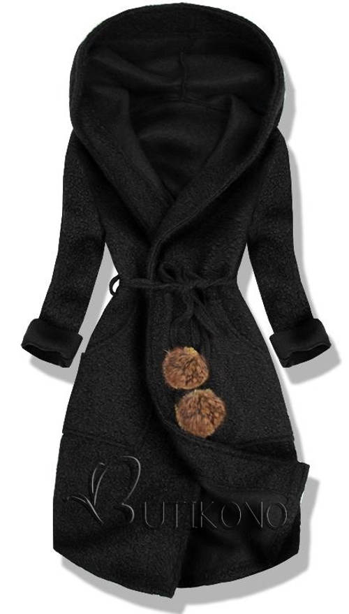 Černý dámský kabát pro jaro/podzim