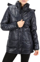 Lesklá černá dámská prošívaná zimní bunda