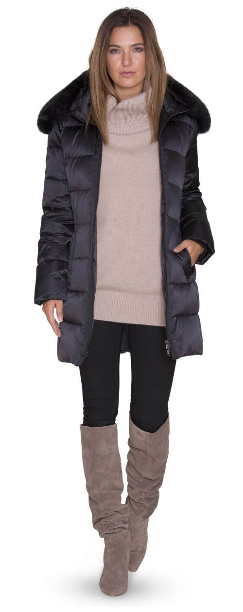 Luxusní zimní bunda s kožešinou na límci