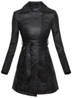 Černý dámský kožený kabát FATIMAH