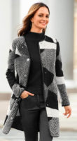 Dámský kabát s patchwork vzorem