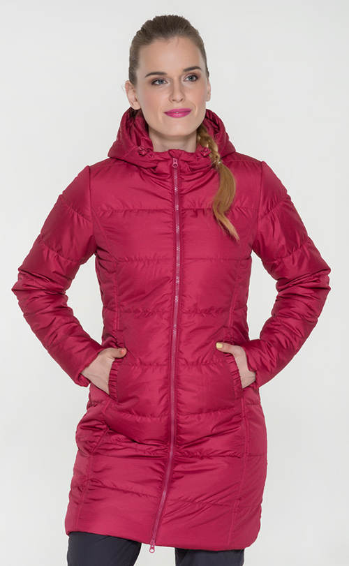 Hřejivý růžový dámský zimní kabát SAM 73
