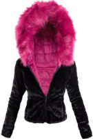 Semišová bunda s tmavě růžovým kožíškem