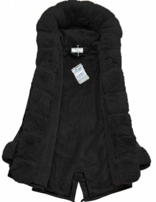 Černá dámská zimní bunda s hebounkým kožíškem