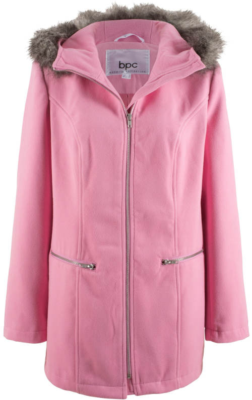 Růžový dámský zimní kabát