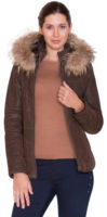 Hnědá kožená dámská bunda Kara s kožešinou z mývalovce