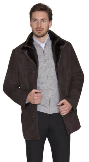 Pánský zimní zateplený kožený kabát Kara