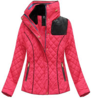 Růžová krátká prošívaná dámská zimní bunda