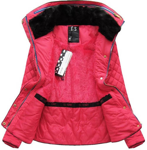 Růžová zimní bunda s hřejivým chloupkem