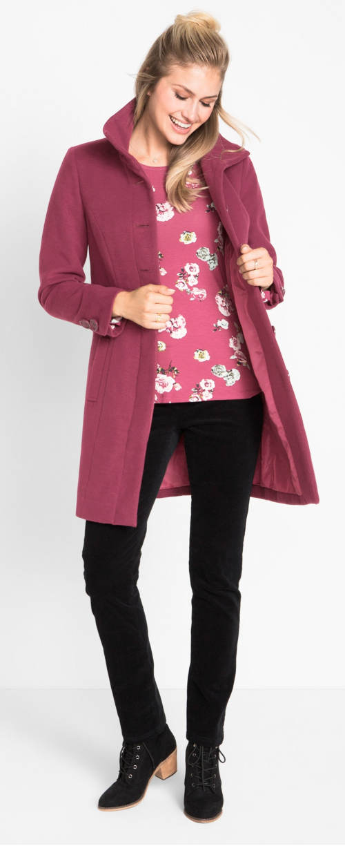 Elegantní fialový dámský kabát