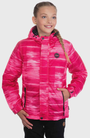 Žíhaná růžová dětská zimní bunda levně