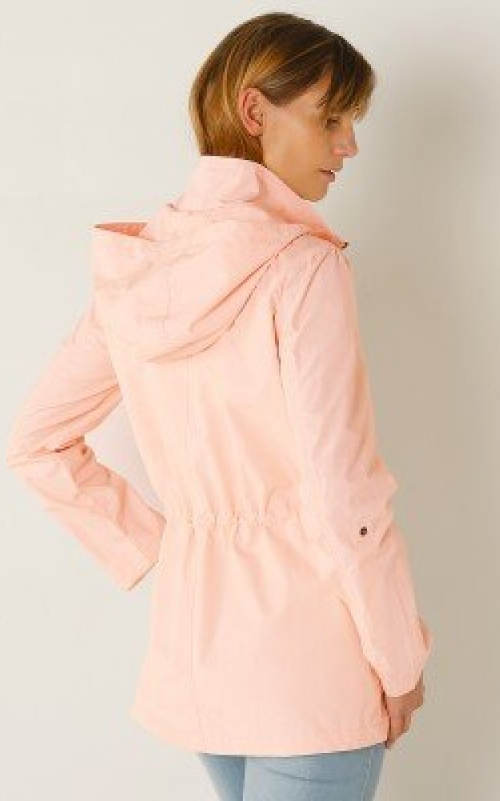 Světle meruňková dámská bunda s kapucí