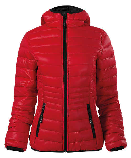 Dámská zimní bunda v lesklém červeném provedení
