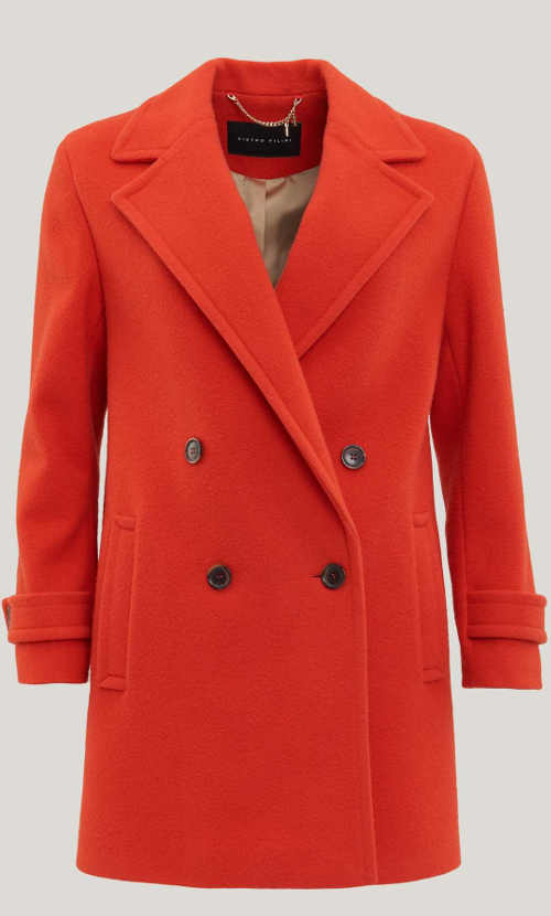 Luxusní dámský kabát oranžové barvy