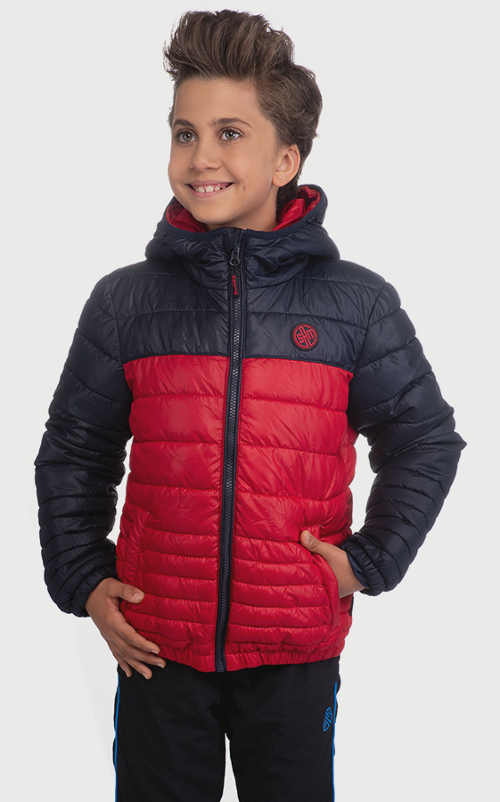 Červenočerná klučičí bunda na zimu