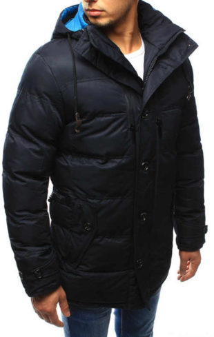 Pánská zimní prošívaná bunda s kapucí