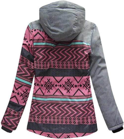 Růžovo-šedá voděodolná dámská zimní bunda