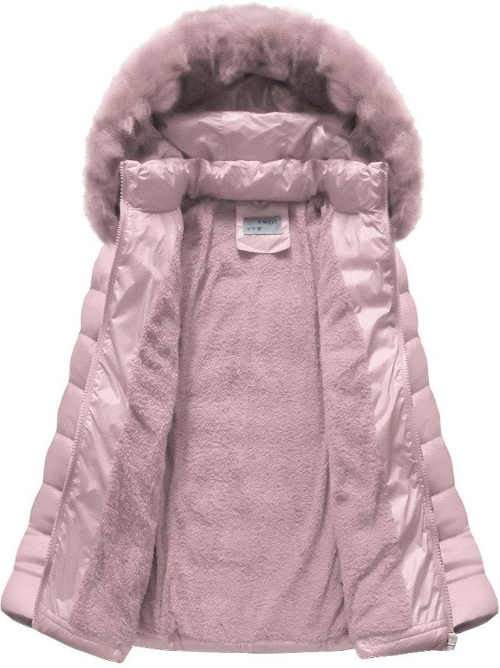 Růžová zimní bunda zateplená kožíškem