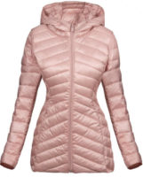 Růžová zimní bunda s kapucí