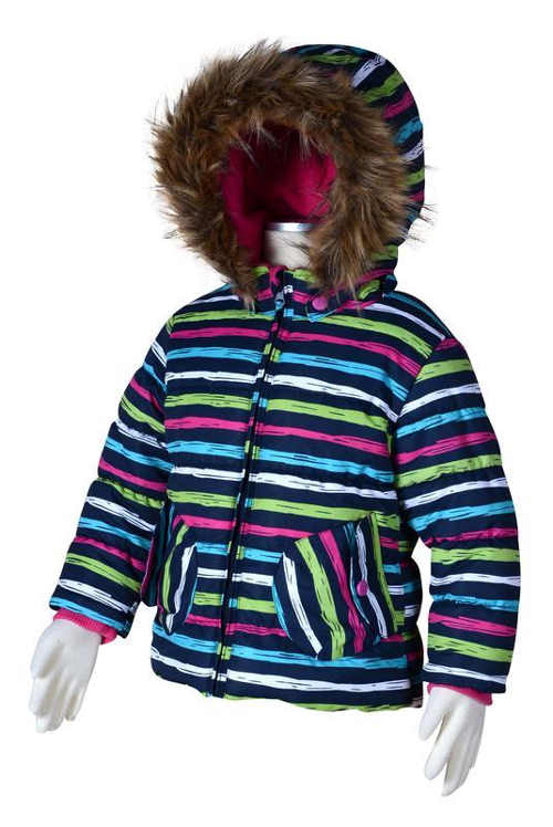 Pruhovaná dívčí zimní bunda s lyžařským pásem Pidilidi