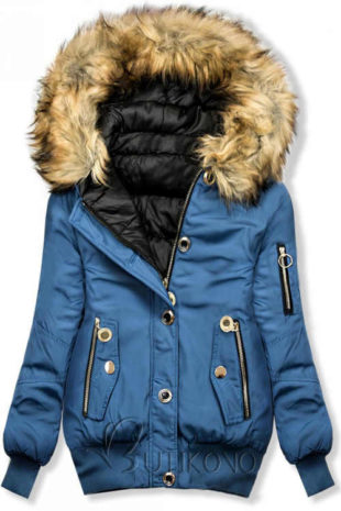 Bomber dámská zimní bunda světle modré barvy
