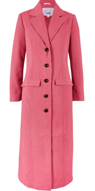 Dlouhý dámský růžový kabát