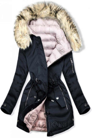 Oboustranná dámská zimní bunda s odepínatelnou kožešinou