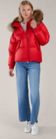Zářivě červená péřová oversized dámská bunda Kara