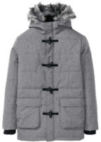 Moderní pánská zimní bunda v provedení šedý melír s kapucí