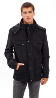 Pánský kabát z vlněné směsi v moderním střihu s kapucí