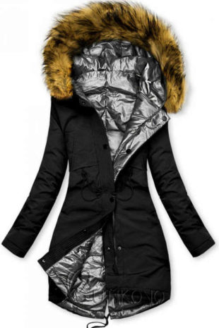 Oboustranná zimní bunda v černo-stříbrné kombinaci