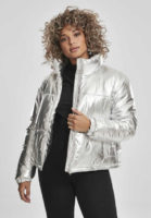 stylová prošívaná bunda v moderní stříbrné barvě