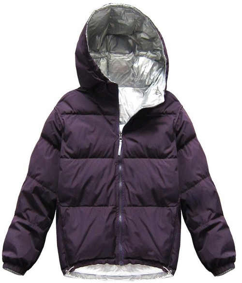 Švestkově fialová prošívaná dámská zimní péřová bunda