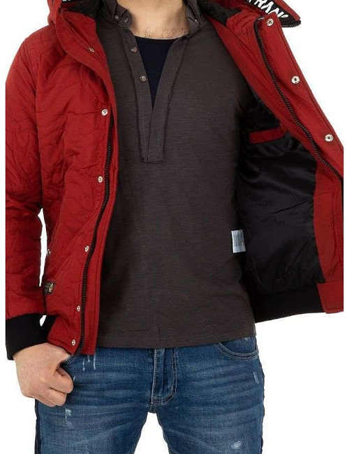 moderní zimní pánská červená bunda