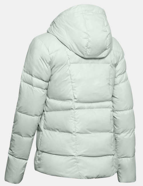 Bílá prošívaná péřová zimní bunda s kapucí