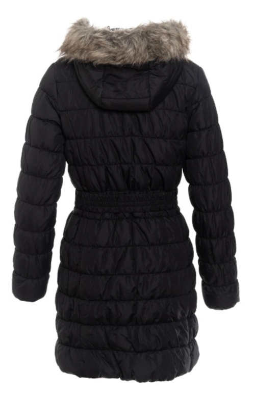 Levný černý prošívaný dámský zimní kabát SAM 73