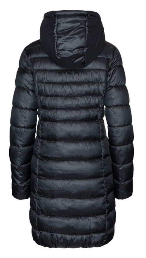 Prodloužená prošívaná dámská zimní bunda s kapucí
