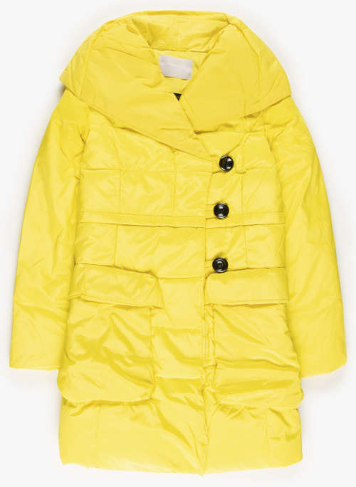Žlutá péřová dámská zimní bunda