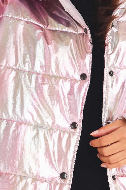 holografická bunda v růžové barvě