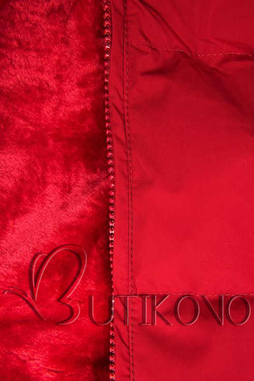 červená zateplená dámská bunda