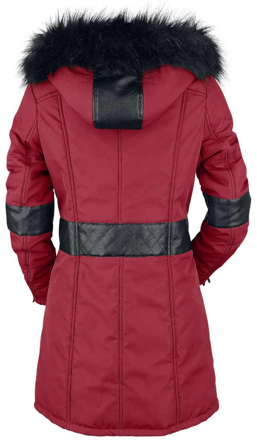 zimní červená bunda s kapucí