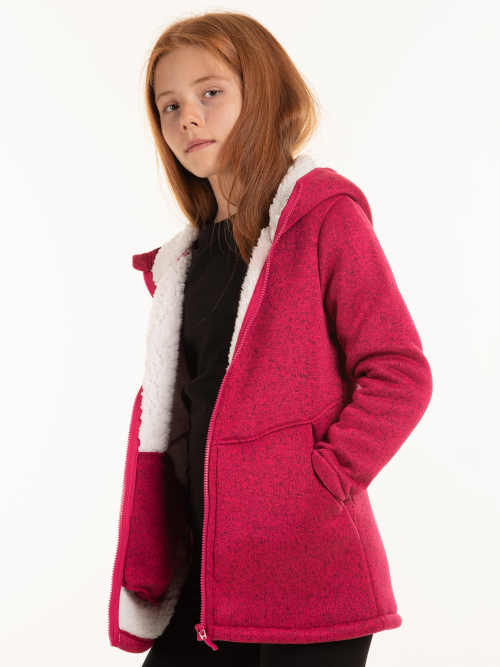 Dívčí moderní bunda s kapucí a plyšovou podšívkou