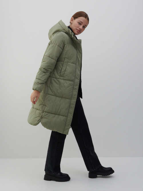 zelený prošívaný zimní kabát