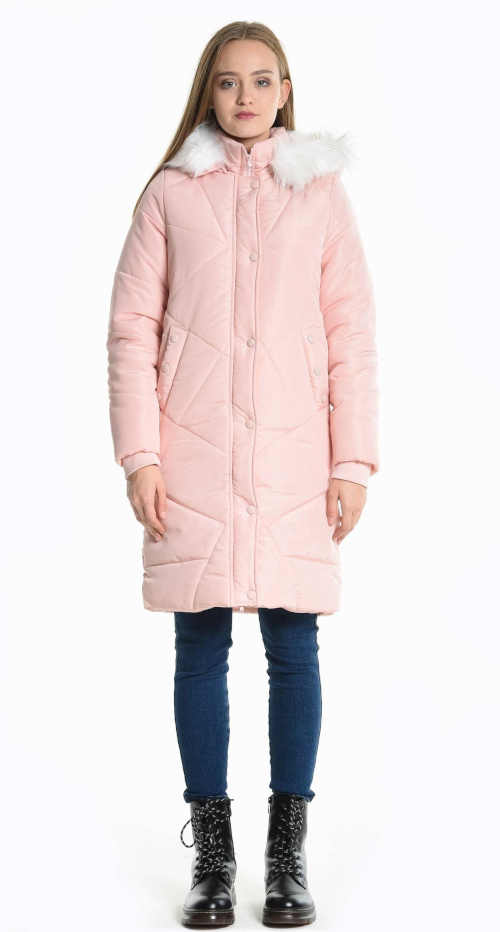 růžová zimní prošívaná bunda