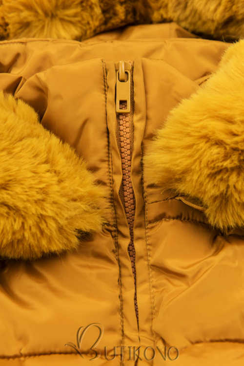 žlutá prodloužená bunda na zip