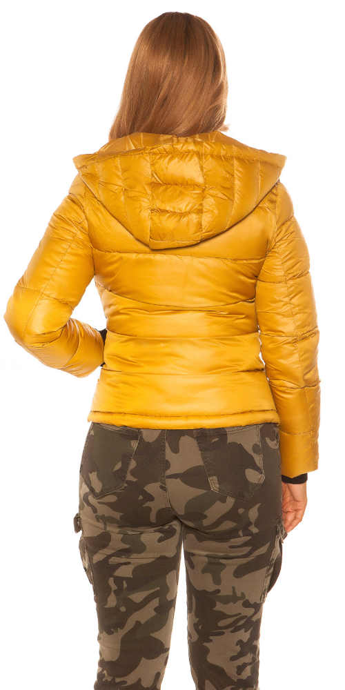 dámská žlutá bunda s kapucí