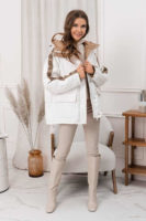 Béžovo-bílá dámská moderní bunda s praktickou kapucí