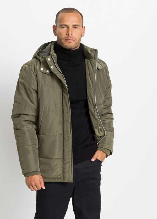 Pánská stylová zimní bunda s odnímatelnou kapucí